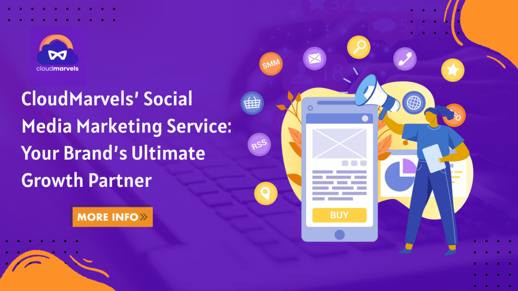 Marketing professional managing multiple social media platforms on a digital dashboard with engagement metrics, showcasing CloudMarvels’ social media marketing service as the ultimate partner for brand growth.